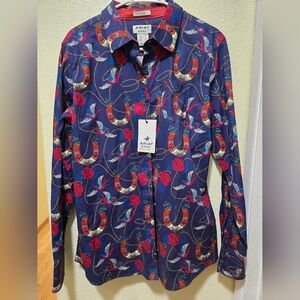 Ariat Women's Vibrant Blue and Red Button Down Shirt